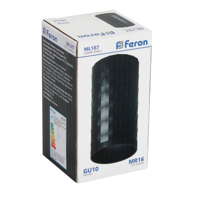 Светильник накладной Feron MR16 ML187 Barrel PIXEL GU10 точечный, чёрный 48653 - упаковка