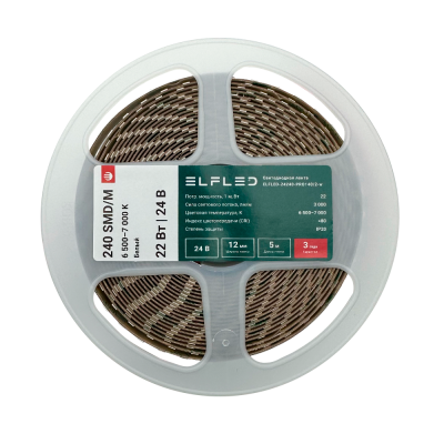 Светодиодная лента двухрядная ELFLED-240SMD 24B 6500-7000К белый (5м) 425363 - вид 2