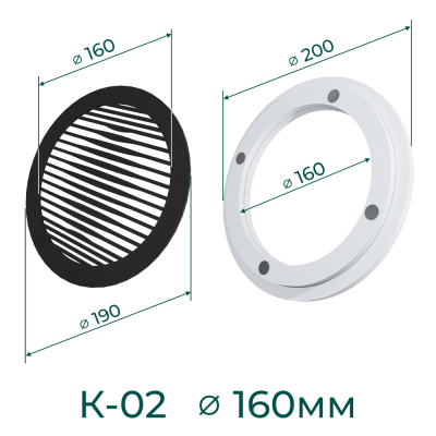 Комплект решётка магнитная с платформой К-02 (d190мм), чёрная - схема