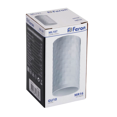 Светильник накладной Feron MR16 ML187 Barrel PIXEL GU10 точечный, белый 48654 - упаковка