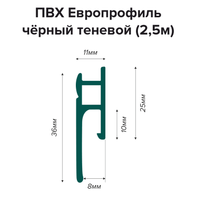 Профиль ПВХ Европрофиль чёрный теневой (2,5м) - схема