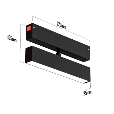 Светильник Luminotti PINFLAT для трек-системы SLIMLINE 9Вт, 3000-6000К, Smart Dim, чёрный - размеры