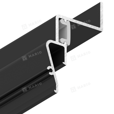 Профиль Alteza Contour-Pro LED, парящий под вставку, чёрный (2м) - 3D в сборе