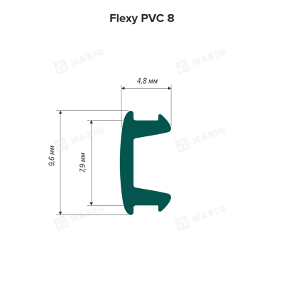 Вставка разделительная Flexy PVC 8 для STANDART 01, STANDART 03, GARDINA2 05, BRUS 03 белая (200м) - схема