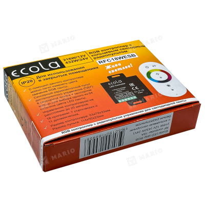 Контроллер Ecola 12V 216W(24V 432W) 18A RGB с кольцевым сенсорным белым радиопультом RFC18WESB - упаковка