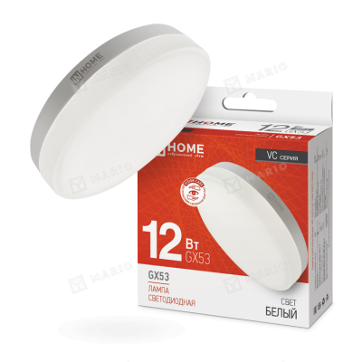 Лампа светодиодная In Home GX53 12Вт, 1140Лм 4000К LED-GX53-VC без пульсации 0792