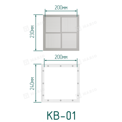 Комплект решётка магнитная с платформой КВ-01 (230х230мм), белая