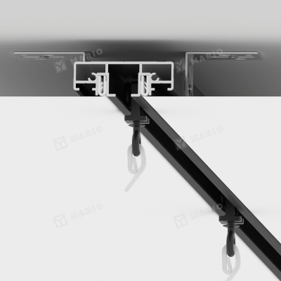 Профиль Kraab SLIM ROAD 01 Карниз однорядный, чёрный (2м) - монтаж