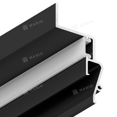 Профиль Alteza Contour-Pro LED, парящий под вставку, чёрный (2м) - 3D в сборе 2