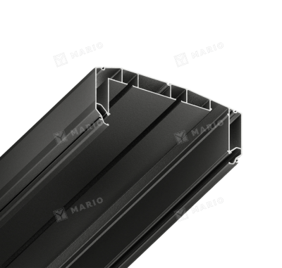Профиль Flexy BORZZ KARNIZ P45 Карниз двухрядный с подсветкой, чёрный матовый (2,2м) - 3D