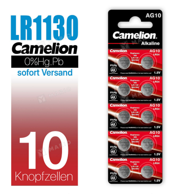 Элемент питания Camelion LR1130 (BL-10, AG10, 389A, LR54, G10, 189, GP89A, RW89, 389, 389A, SR1130W)