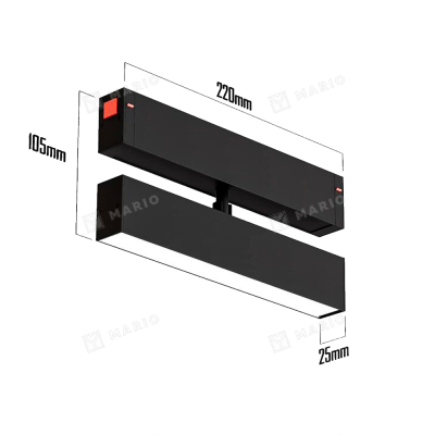 Светильник Luminotti PINFLAT для трек-системы SLIMLINE 9Вт, 3000-6000К, Smart Dim, чёрный - размеры